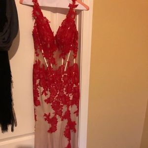 Stunning Jovani red/ nude dress